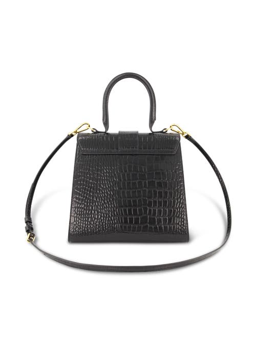 Mac Duggal Women's Medium Crocodile-embossed Leather Top Handle Bag In Black
