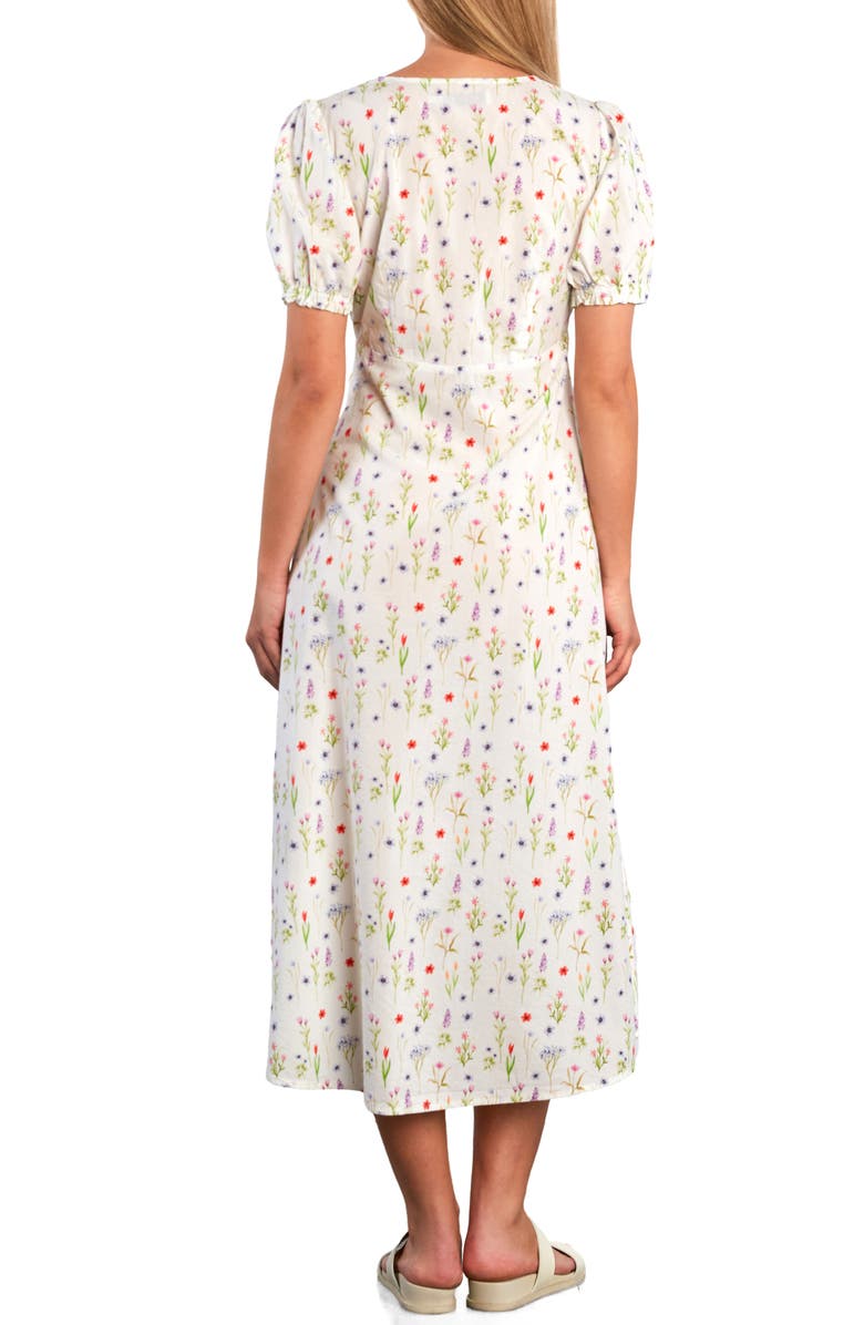 Billy T Sunbeam Print Puff Sleeve Midi Dress, Alternate, color, Meadow Spritz
