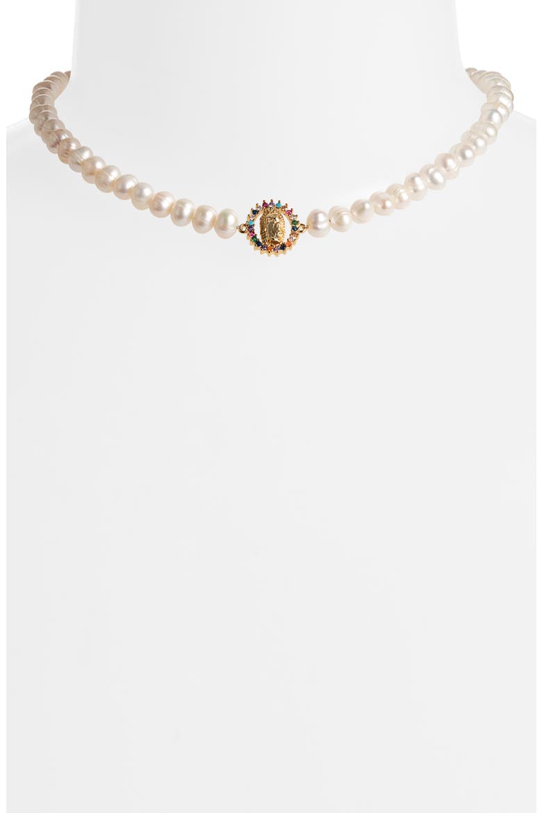 La Virgen Freshwater Pearl Necklace, Main, color, PEARL/ GOLD