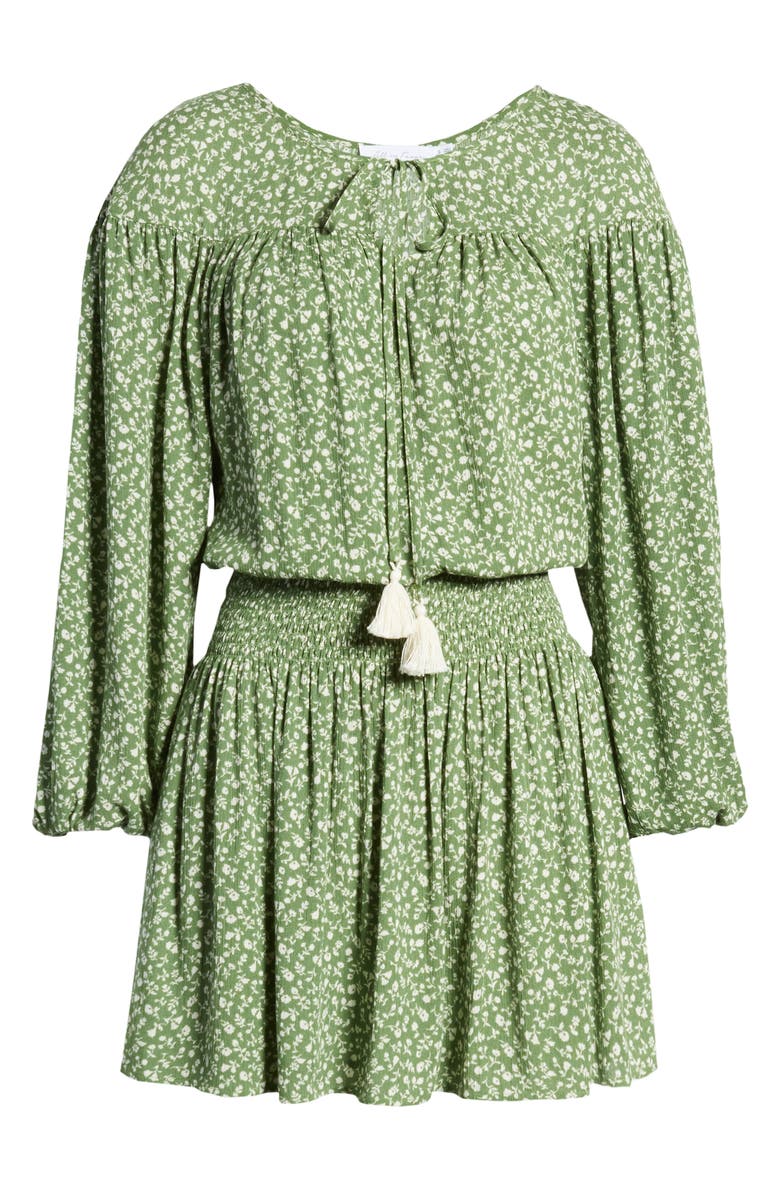 All in Favor Floral Smocked Waist Long Sleeve Minidress, Alternate, color, 