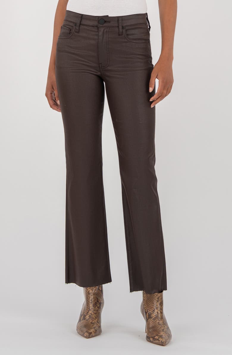 KUT from the Kloth Kelsey Crop Kick Flare Jeans, Main, color, Chocolate