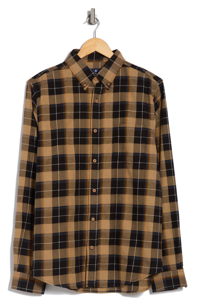 Ben Sherman Marled Check Cotton Button-Down Shirt, Alternate, color, Sand