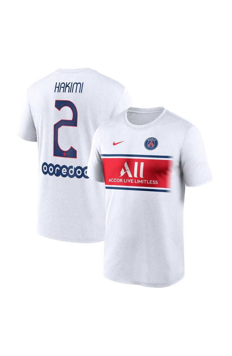 Nike Men's Nike Achraf Hakimi White Paris Saint-Germain Name & Number Fan Top, Main, color,