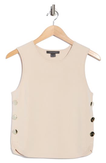 French Connection Button Trim Sweater Tank In Neutral