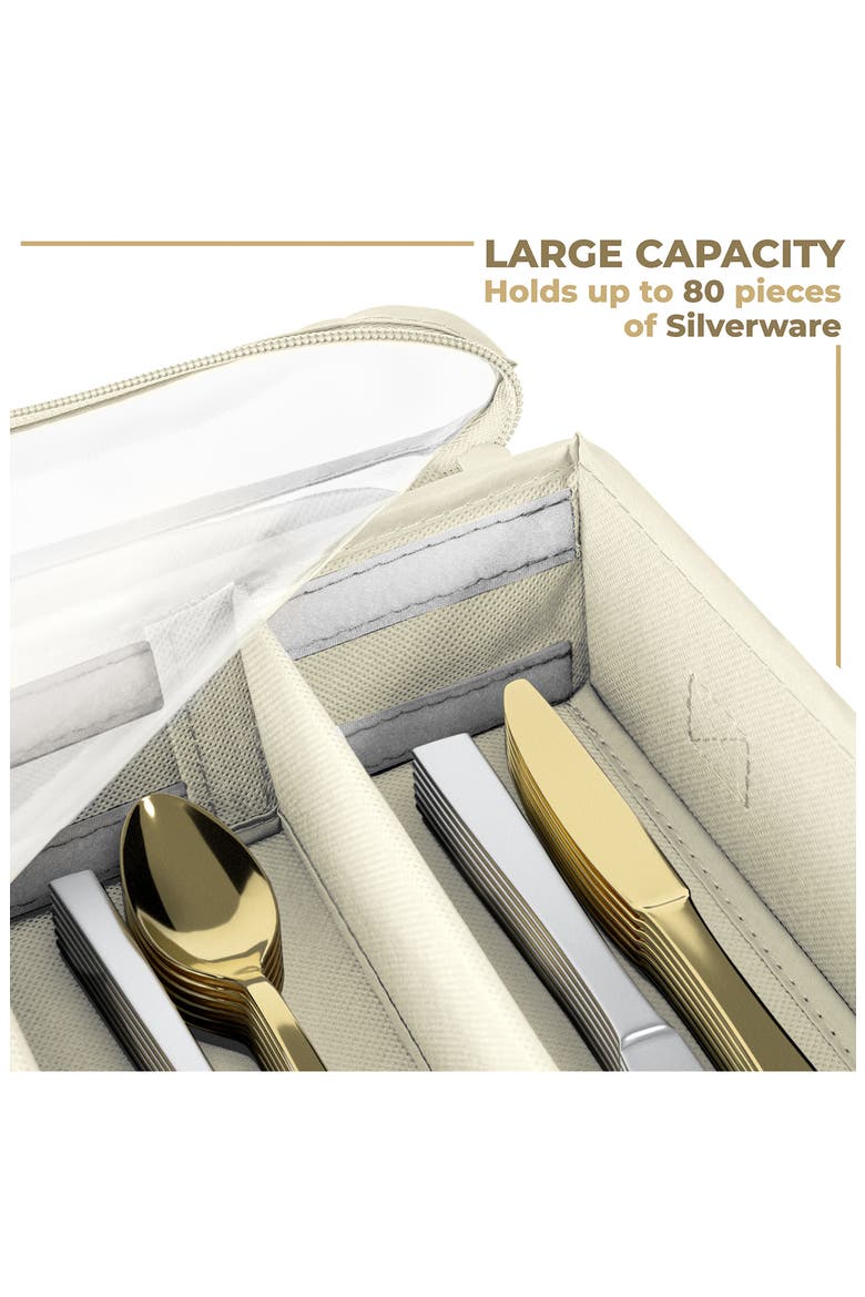 Fabric Flatware Storage Chest, Alternate, color, BEIGE