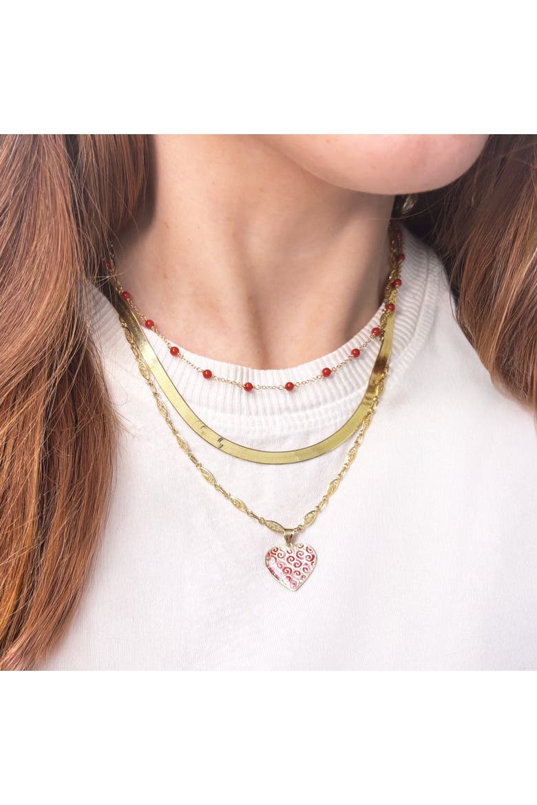Coral Bead Chain Necklace, Alternate, color, Coral