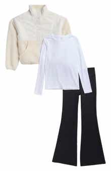 Kids' Whisper Sherpa Jacket, Tee & Flare Pants 3-Piece Set
