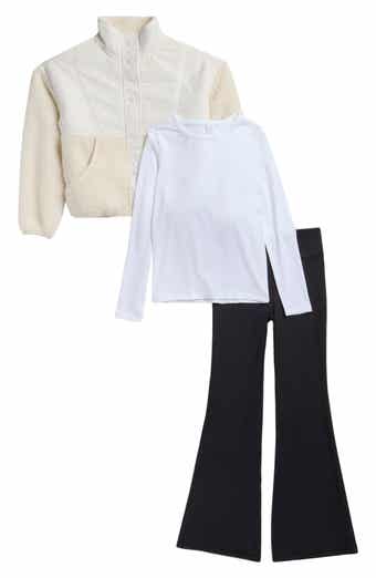 Kids' Whisper Sherpa Jacket, Tee & Flare Pants 3-Piece Set