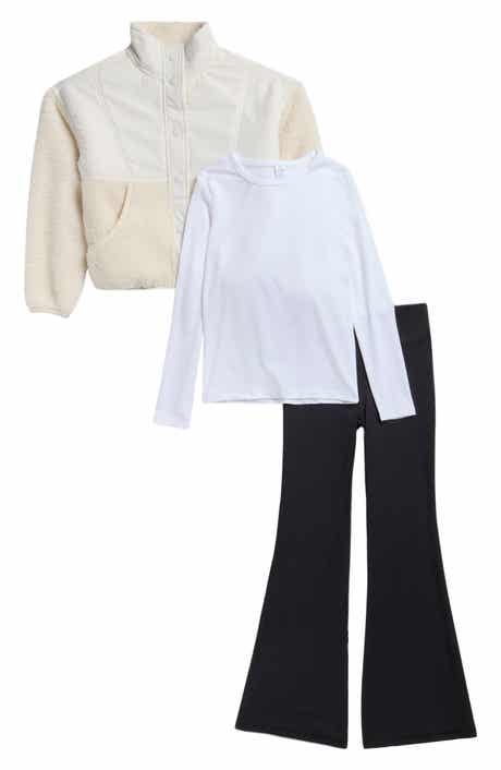 Kids' Whisper Sherpa Jacket, Tee & Flare Pants 3-Piece Set