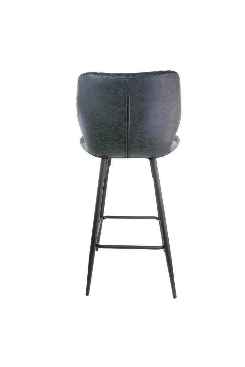 2 Piece Diamond Stitched Faux Leather Bar Chair with Metal Legs, Alternate, color, Black