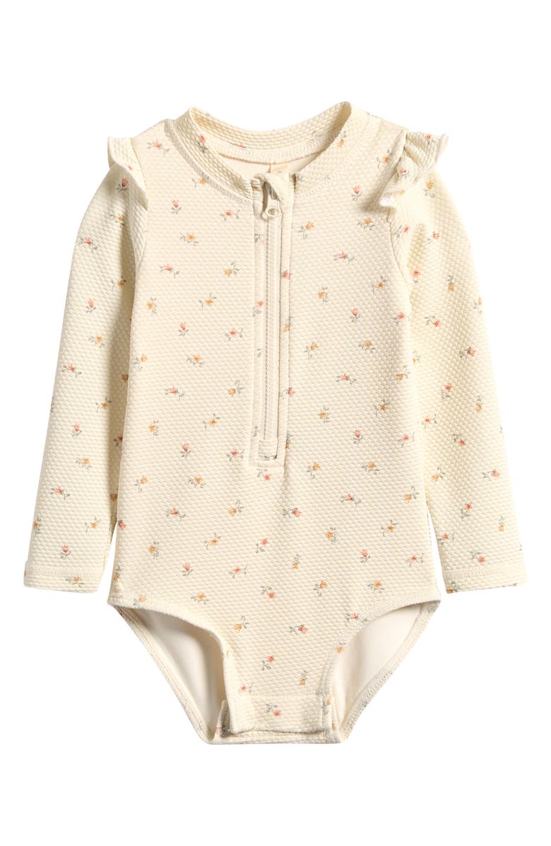 QUINCY MAE Bryon Rashguard One-Piece Swimsuit, Main, color, Ivory