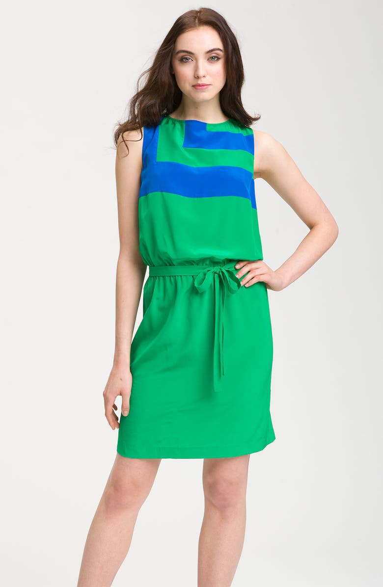 Donna Morgan Colorblock Crêpe de Chine Dress, Main, color, 