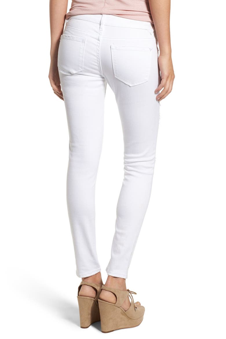 Distressed Skinny Jeans, Alternate, color, WHITE