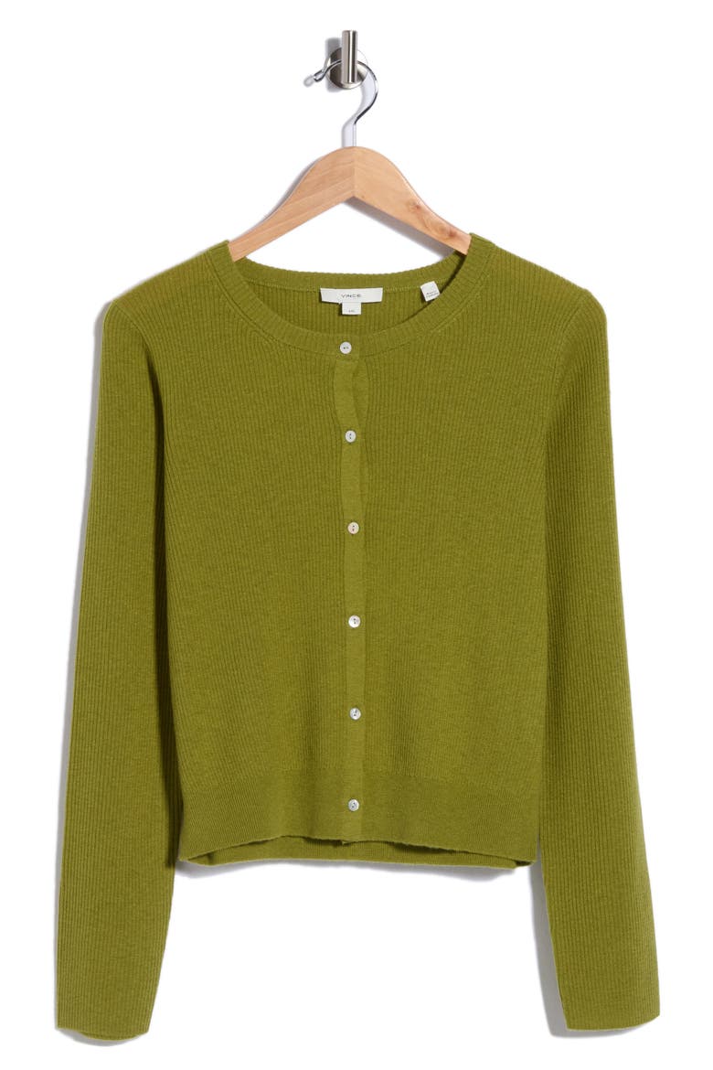 Wool Blend Ribbed Cardigan, Alternate, color, HERBARIA