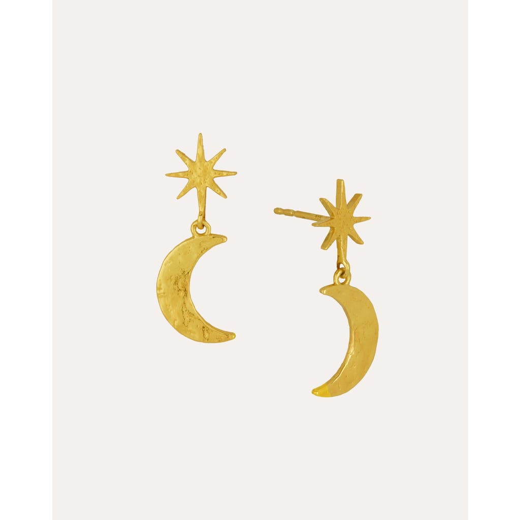 Ottoman Hands Star And Moon Drop Earrings In Gold
