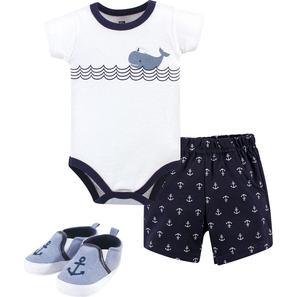 Hudson Baby Cotton Bodysuit, Shorts And Shoe Set In Multi