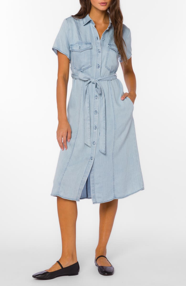 VELVET HEART Short Sleeve Chambray Midi Shirtdress, Alternate, color, 