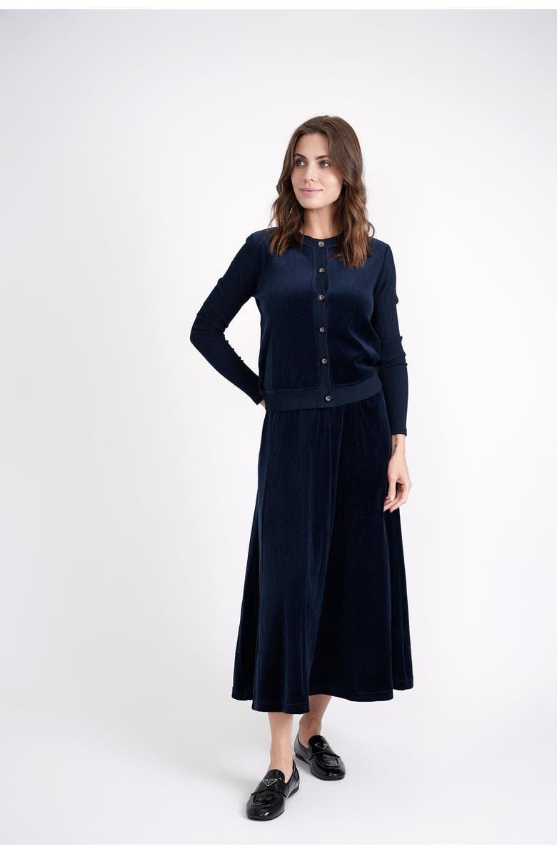 5 Stars Cotton Velour Cardigan with Ribbed Cuffs, Alternate, color, Black