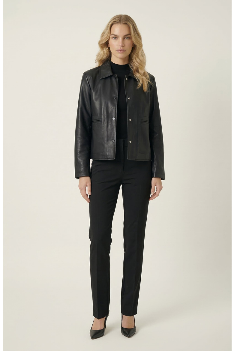 Leather Button Front Jacket (Women) | Nordstrom
