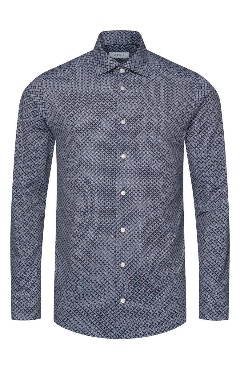 Eton Slim Fit Geometric Print Stretch Dress Shirt, Alternate, color,