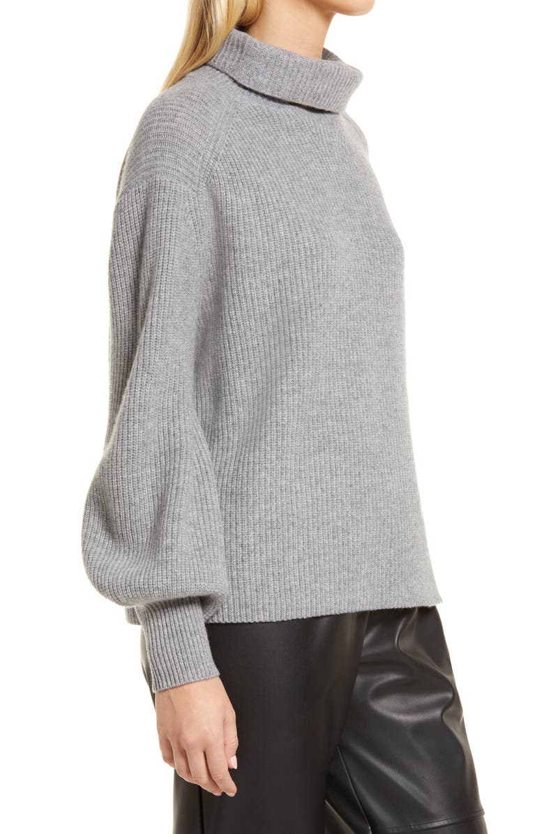Nordstrom Puff Sleeve Wool & Cashmere Turtleneck Sweater, Alternate, color, 