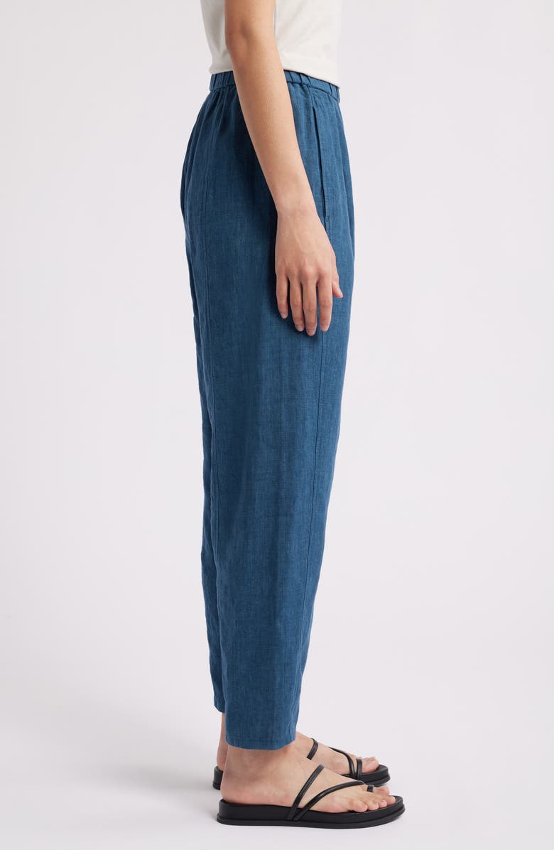 Eileen Fisher Pleated Linen Ankle Lantern Pants, Alternate, color, Harbor