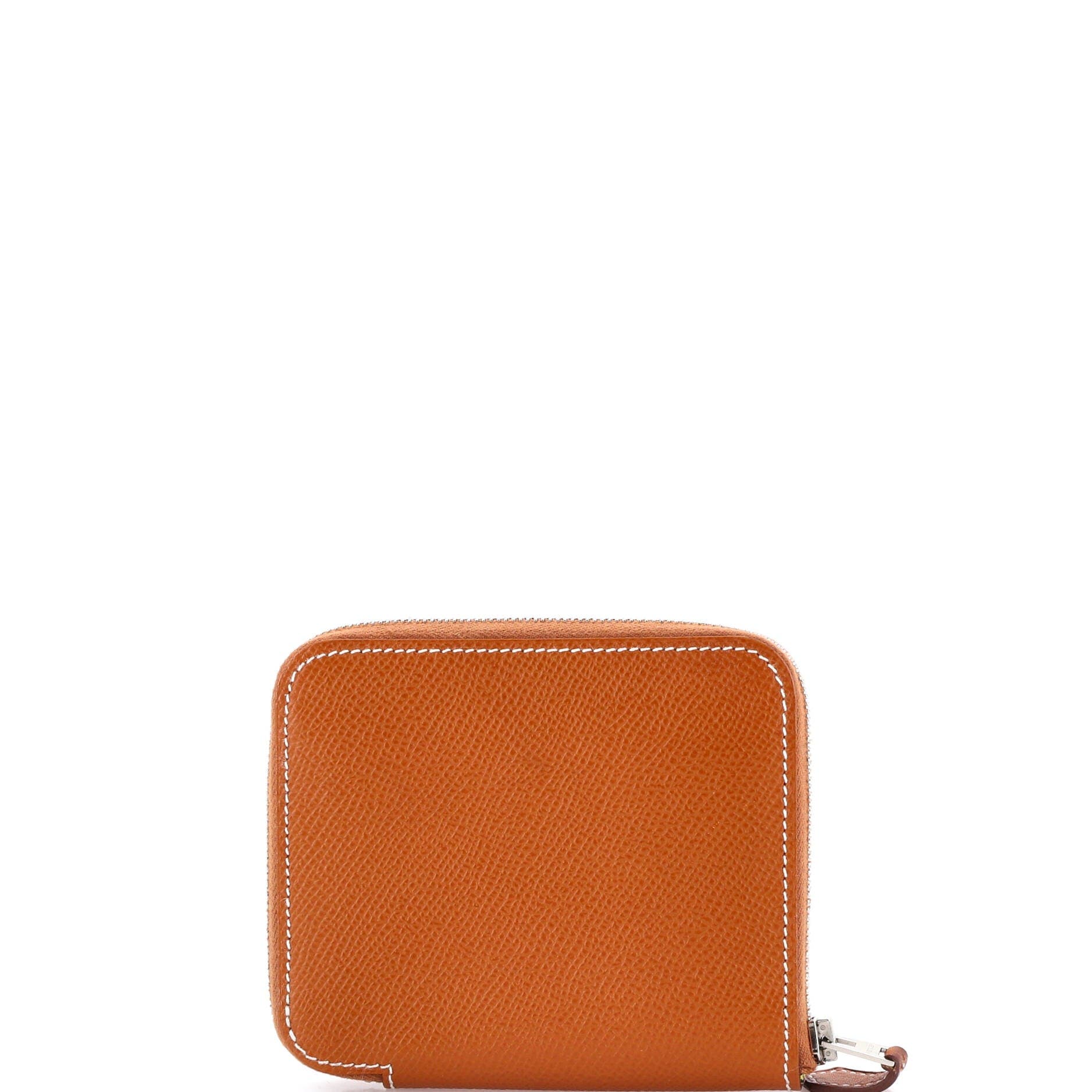 Pre-Owned Hermes Zipengo Chaine d'Ancre Card Holder Leather Compact, Main, color, Gold