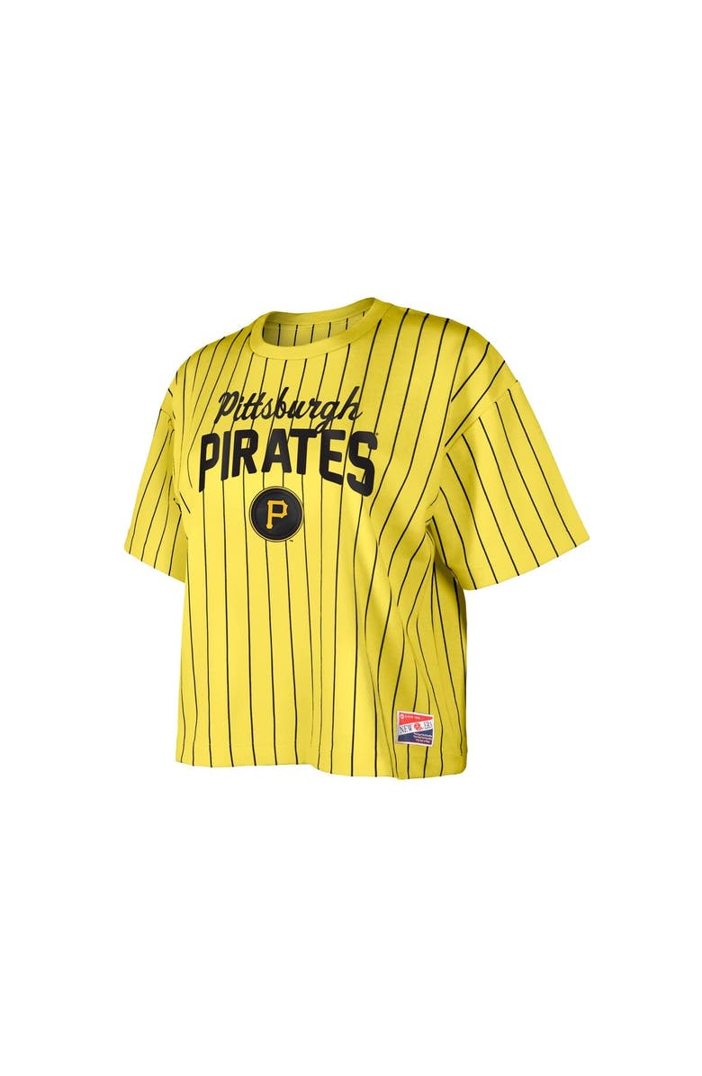 New Era Women's New Era  Gold Pittsburgh Pirates City Connect Multiplier Pinstripe Cropped T-Shirt, Alternate, color, Gold