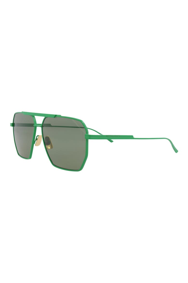 60mm Geometric Aviator Sunglasses, Alternate, color, GREEN GREEN GREEN