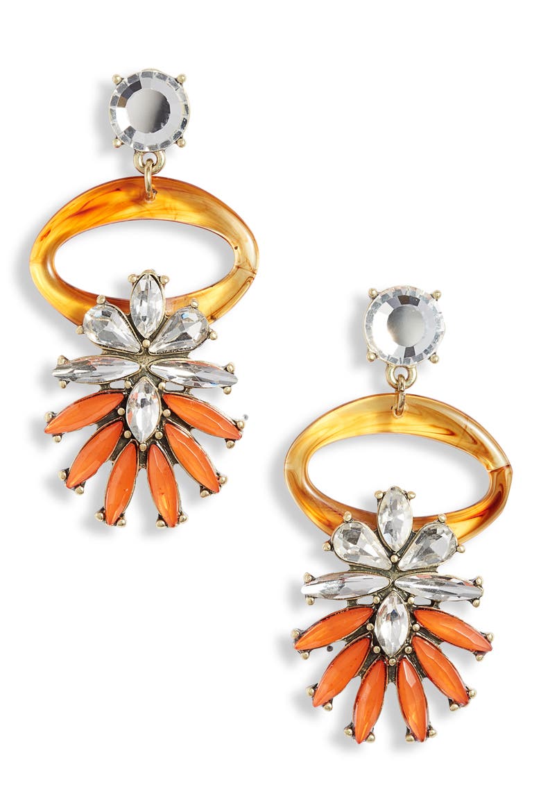 Crystal Statement Drop Earrings, Main, color, TORTOISE