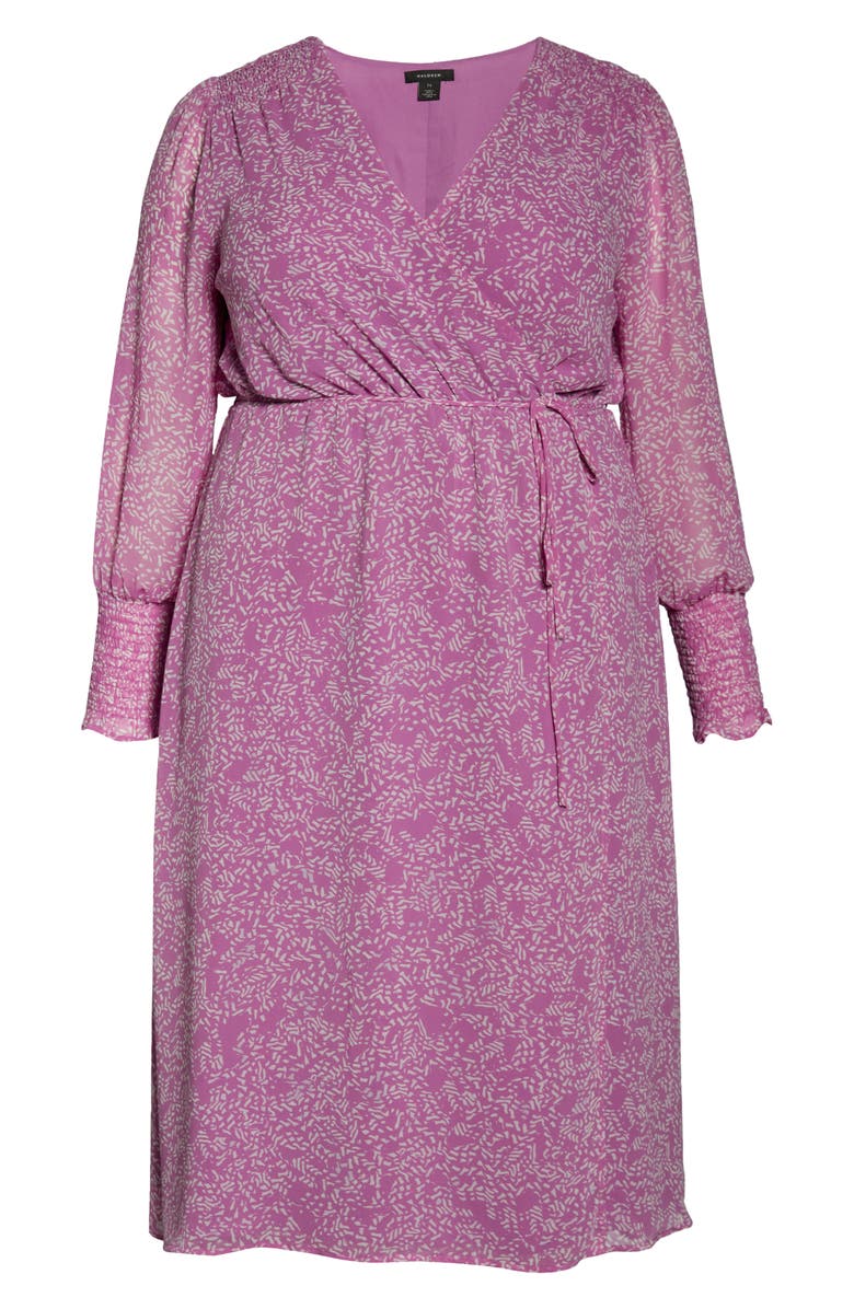 Halogen<sup>®</sup> Wrap Front Long Sleeve Midi Dress, Alternate, color, 