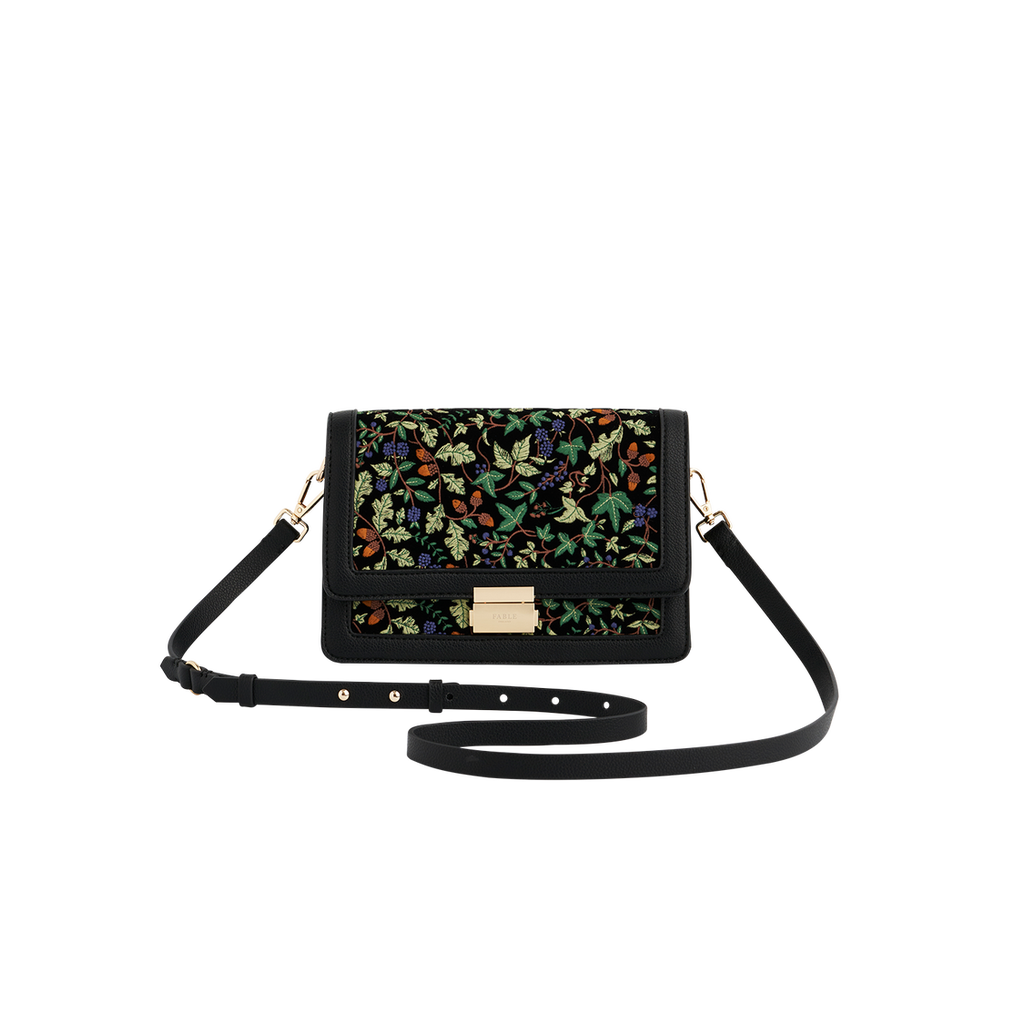 Fable England Black Embroidered Crossbody Bag In Black