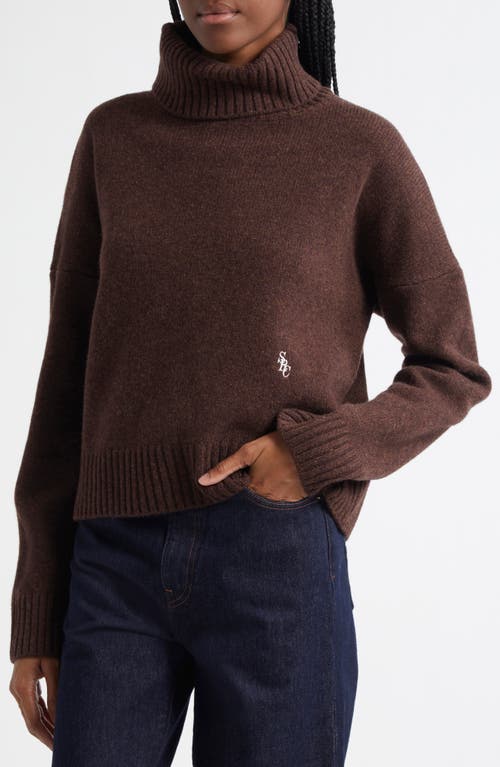 Sporty And Rich Sporty & Rich Src Embroidered Wool Turtleneck Sweater In Chocolate