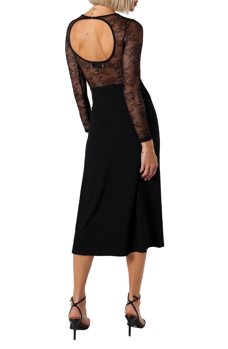 Petal & Pup Addams Long Sleeve Lace Inset Midi Dress, Alternate, color,