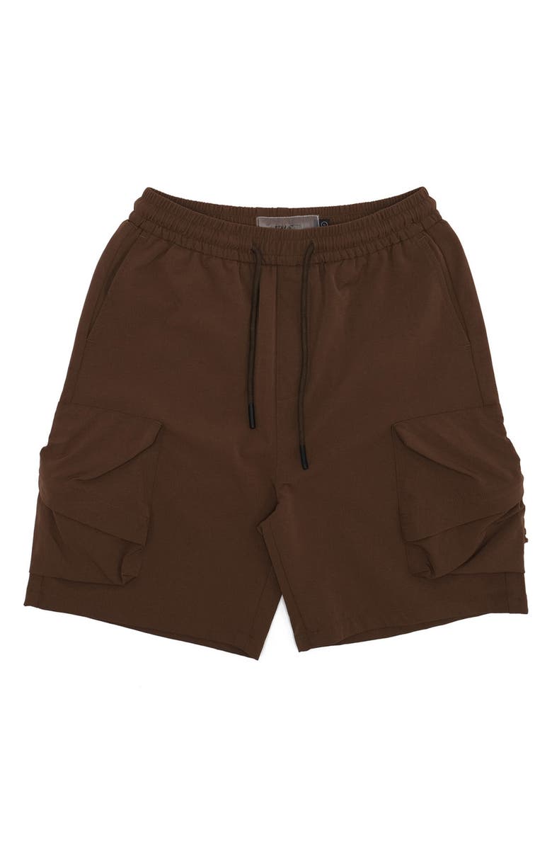 STUDENTS Numeric Baggy Stretch Nylon Drawstring Cargo Shorts, Main, color, Brown