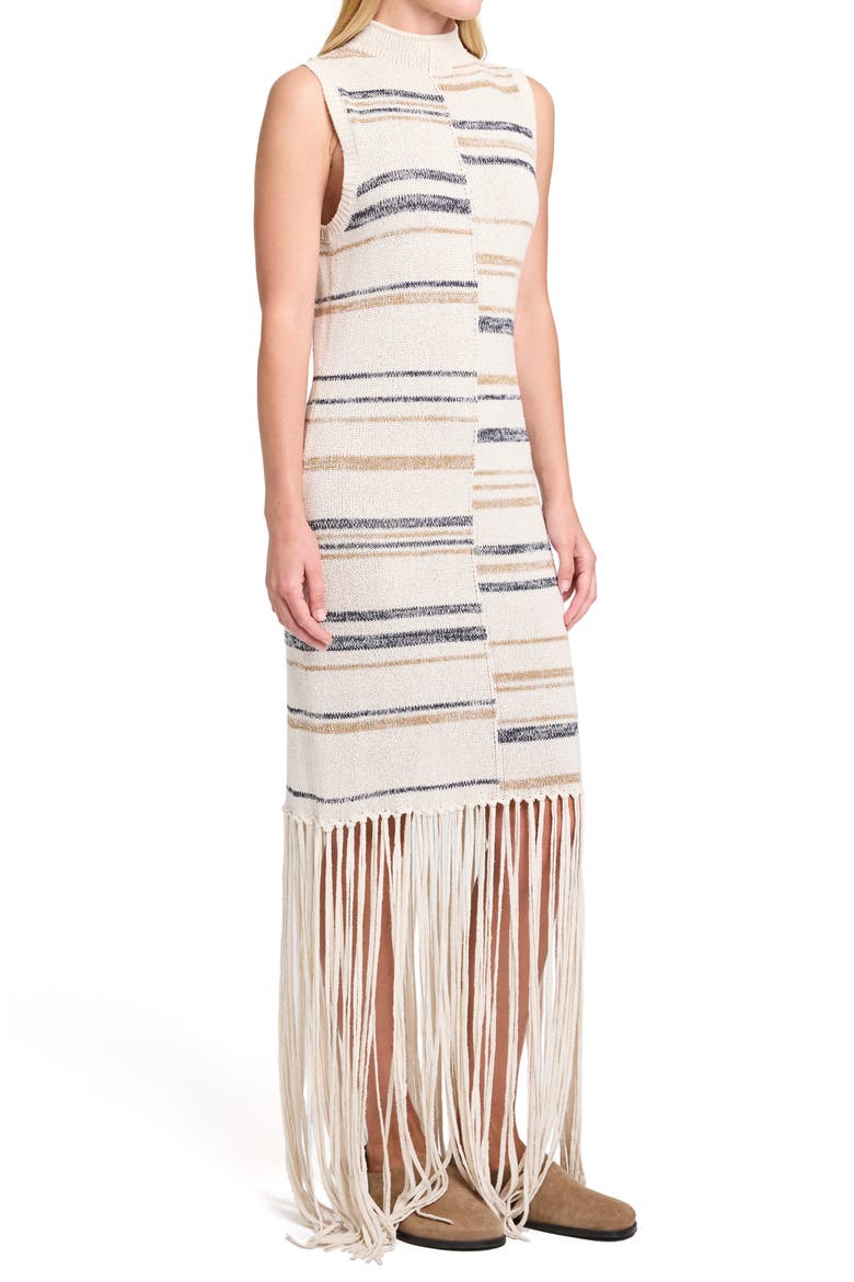 Fringe Sleeveless Dress, Alternate, color, IVORY MULTI