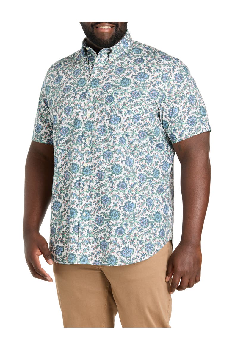Big & Tall  Floral Print Sport Shirt, Main, color, CREAM MULTI
