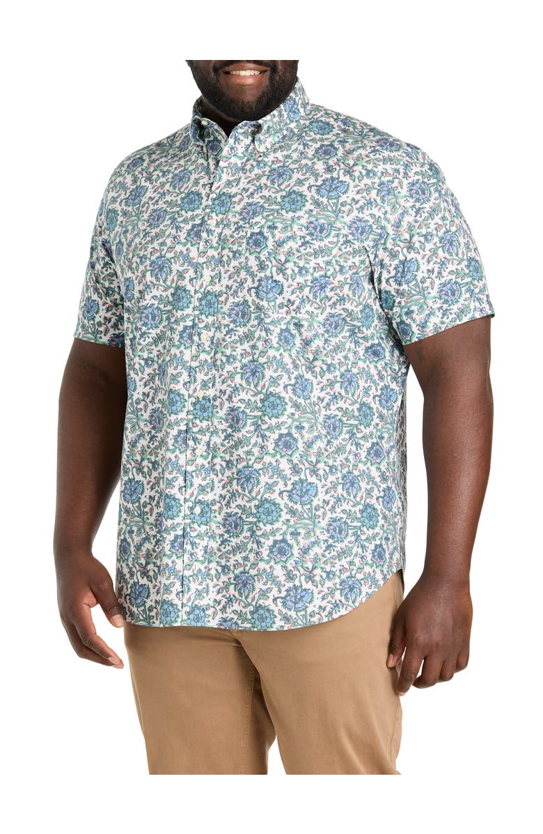 Brooks Brothers Big & Tall  Floral Print Sport Shirt, Main, color, Cream Multi