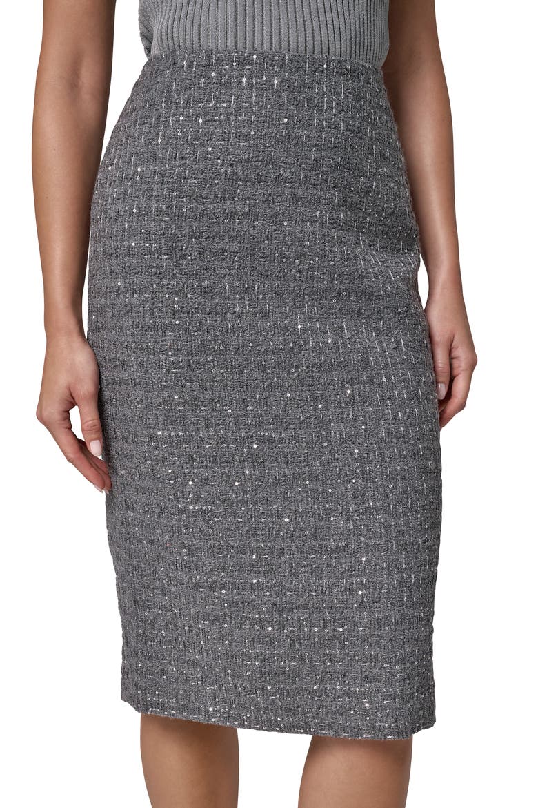 Metallic Tweed Pencil Skirt, Alternate, color, MEDIUM CHARCOAL