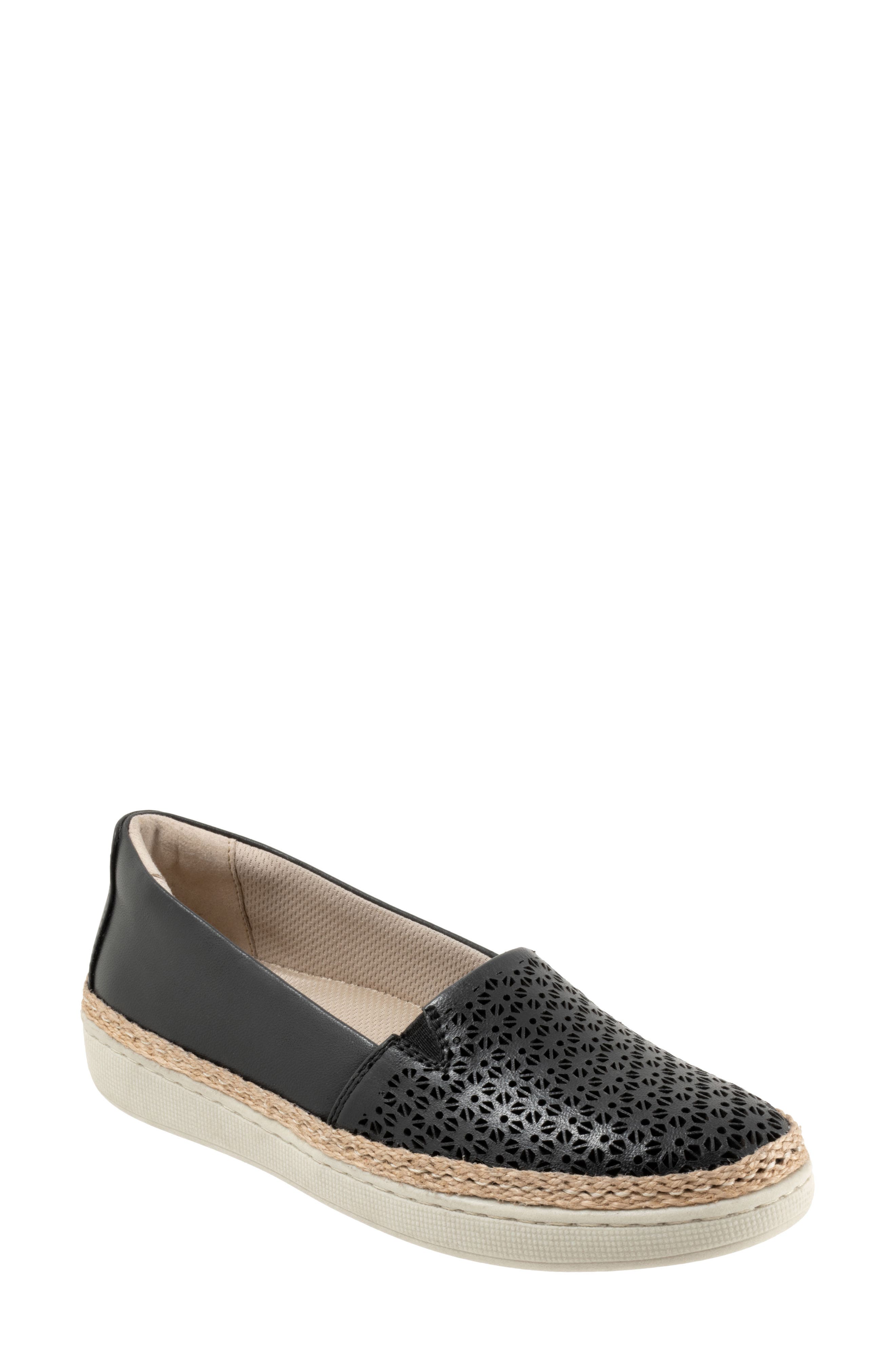 Trotters Accent Perf Espadrille Slip-On Sneaker, Main, color, Black