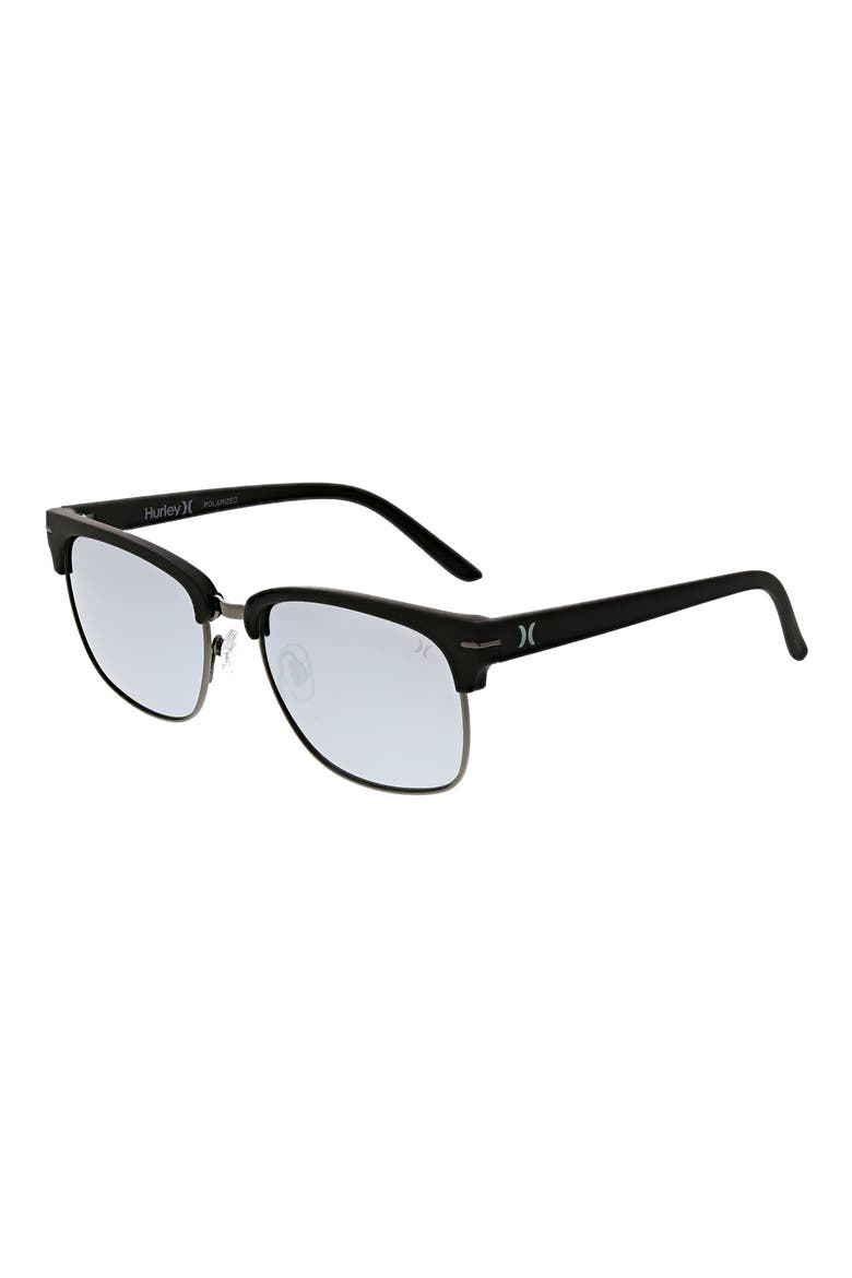 Retro 56mm Polarized Square Sunglasses, Alternate, color, BLACK