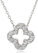 SUZY LEVIAN Sterling Silver CZ Clover Pendant Necklace
