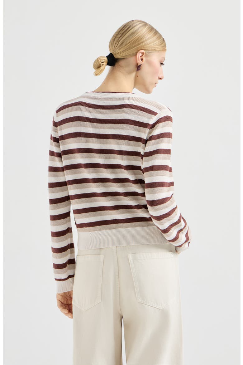 Cotton striped sweater, Alternate, color, Orange