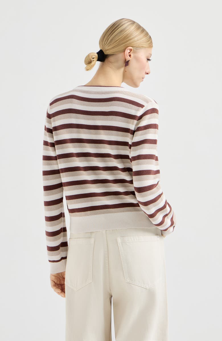 Brunello Cucinelli Cotton striped sweater, Alternate, color, Orange