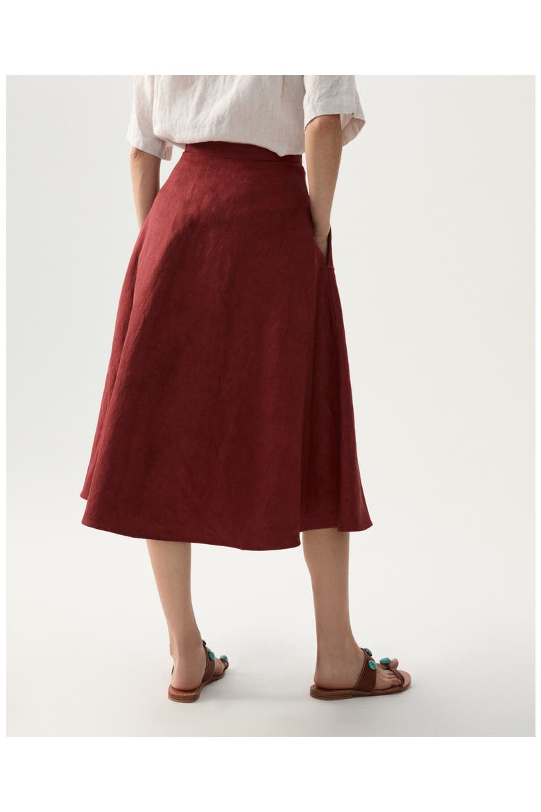 Nicole Embroidered Linen Skirt, Alternate, color, Burgundy