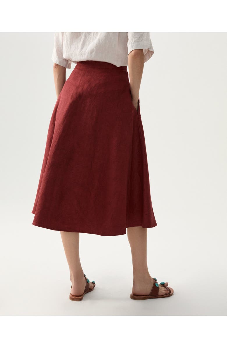 Fortela Nicole Embroidered Linen Skirt, Alternate, color, Burgundy