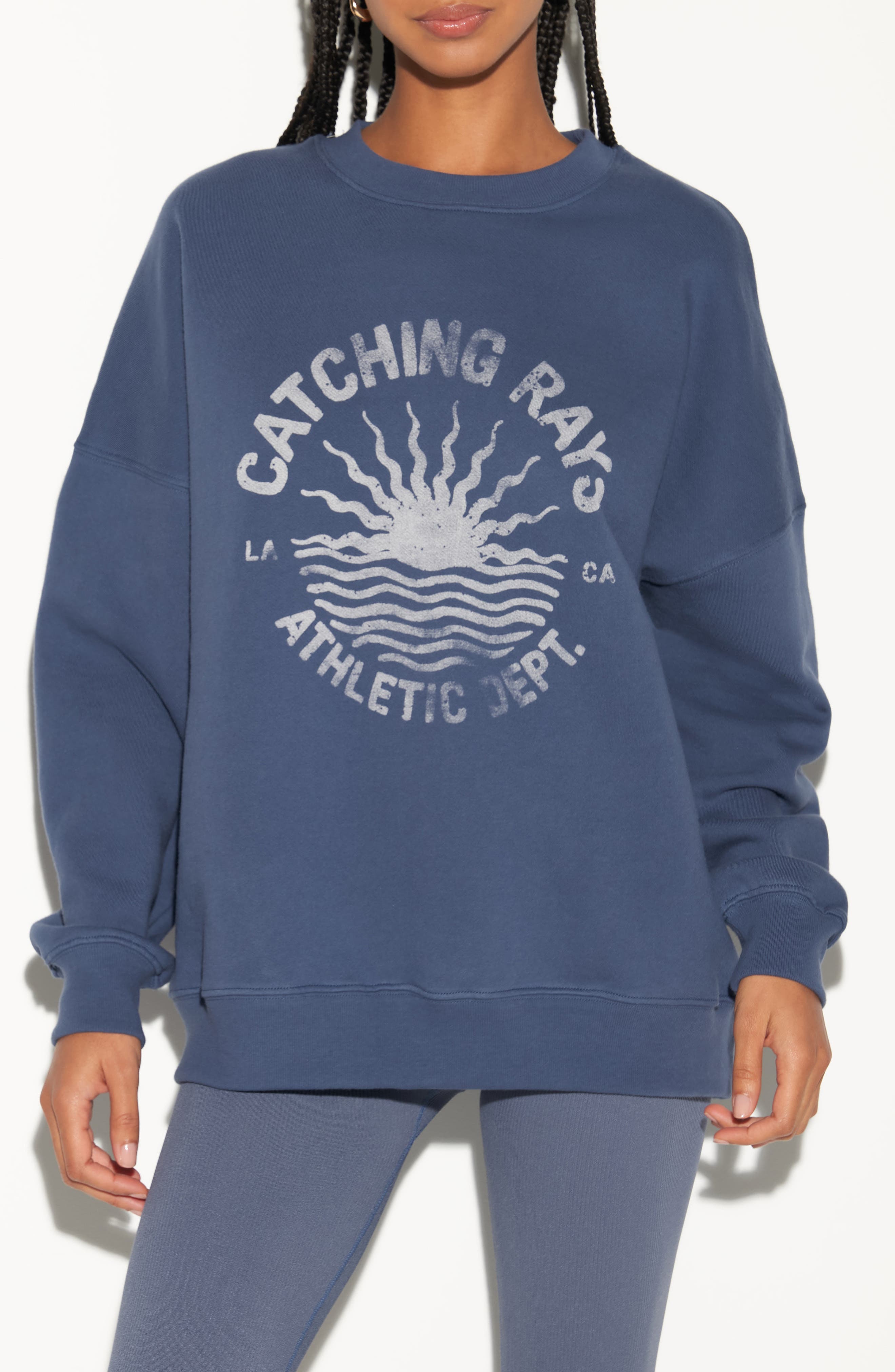 Spiritual Gangster Catching Rays Oversize Cotton Graphic Sweatshirt