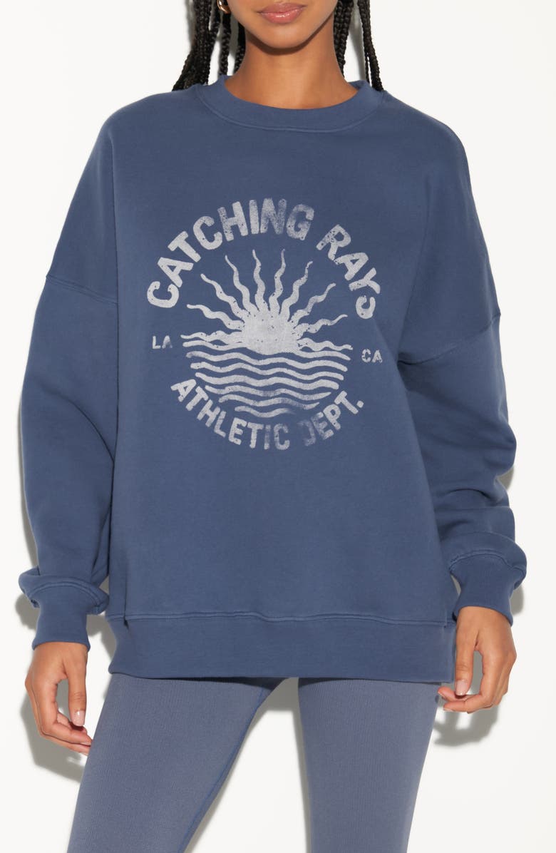 Spiritual Gangster Catching Rays Oversize Cotton Graphic Sweatshirt, Main, color, 
