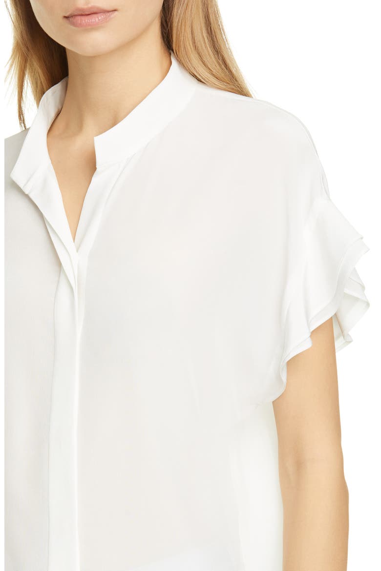 Flounce Sleeve Silk Blouse, Alternate, color, OFF WHITE