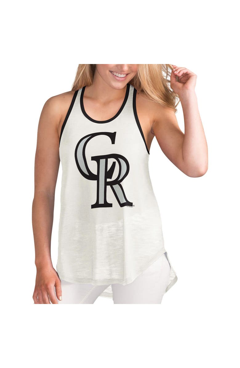 G-III 4HER BY CARL BANKS Women's G-III 4Her by Carl Banks White Colorado Rockies Tater Racerback Tank Top, Alternate, color,